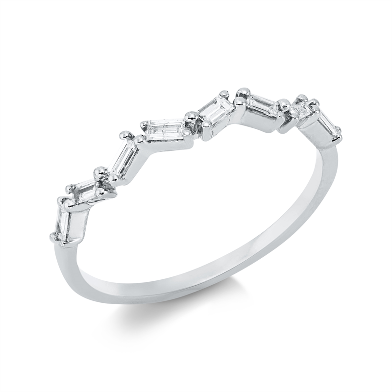 Ring 18 kt WG, 8 Bag. 0,17 ct, TW-si