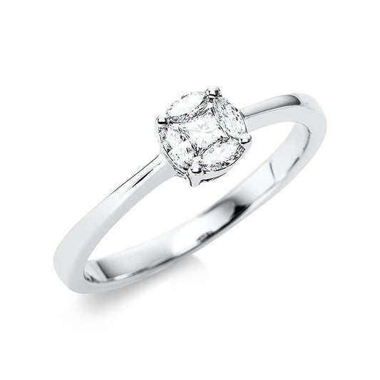 Ring 18 kt WG, 4 Nav. 0,15 ct, TW-si, 1 Princ. 0,09 ct, TW-si