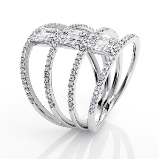 Ring 18 kt WG, 15 Bag. 0,29 ct, TW-si, 126 Brill. 0,52 ct, TW-si