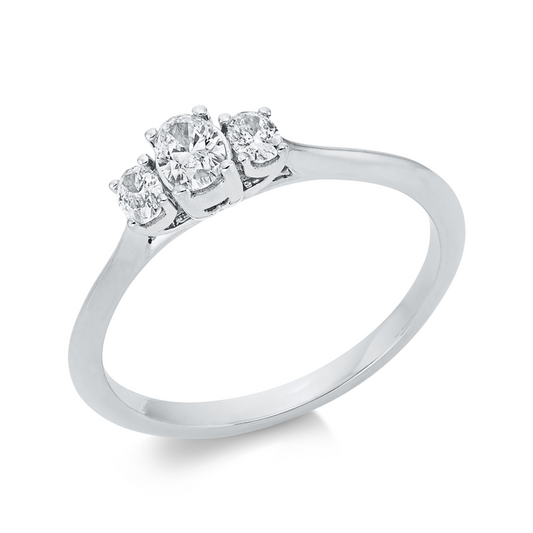 Ring 18 kt WG, 1 Oval 0,19 ct, TW-si, 2 Oval 0,17 ct, TW-si