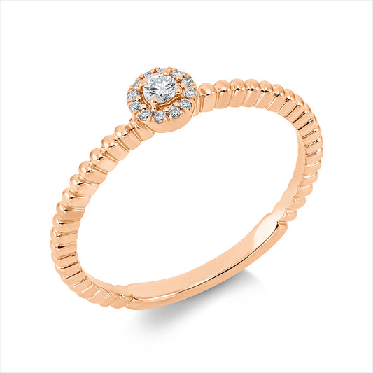 Ring 18 kt RG, 1 Brill. 0,05 ct, TW-si, 12 Brill. 0,04 ct, TW-si