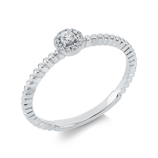 Ring 18 kt WG, 1 Brill. 0,05 ct, TW-si, 12 Brill. 0,04 ct, TW-si