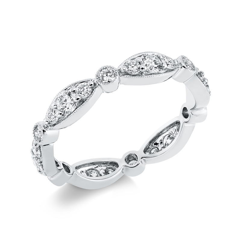 Ring 18 kt WG, 6 Brill. 0,43 ct, TW-si, 18 Brill. 0,47 ct, TW-si