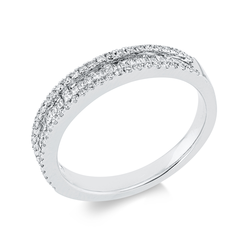 Ring 18 kt WG, 28 Bag. 0,29 ct, TW-si, 56 Brill. 0,22 ct, TW-si