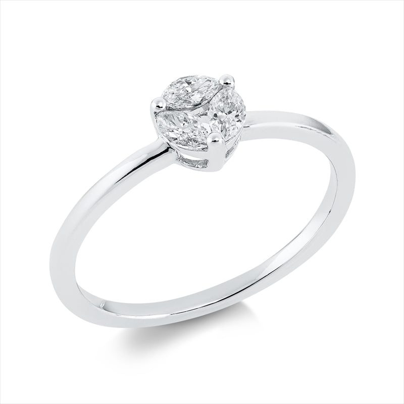 Ring 18 kt WG, 3 Nav. 0,22 ct, TW-vsi