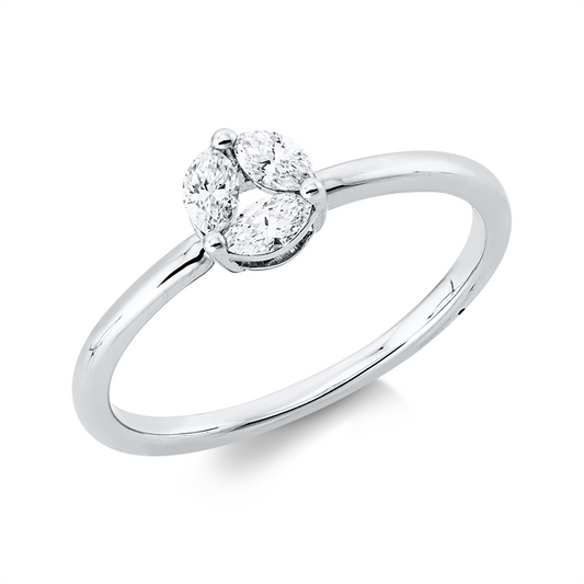 Ring 18 kt WG, 3 Nav. 0,22 ct, TW-vsi