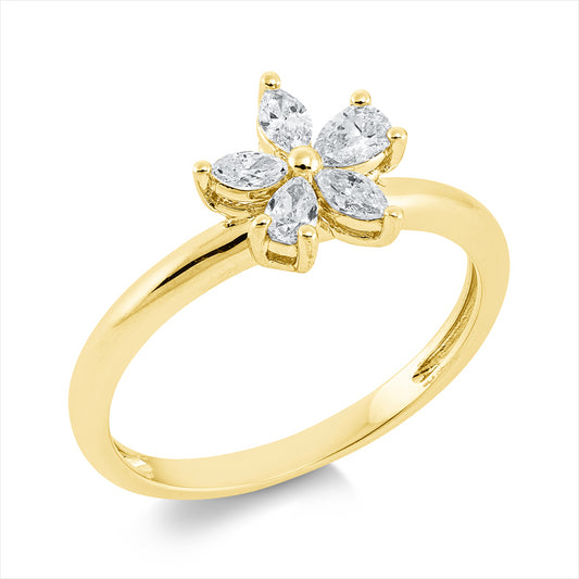 Ring 18 kt GG, 3 Nav. 0,18 ct, TW-vsi, 2 Tropfen 0,16 ct, TW-vsi