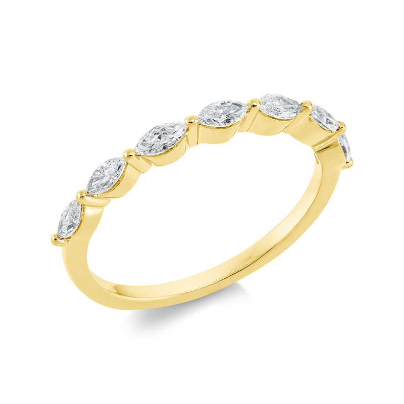 Ring 18 kt GG, 7 Nav. 0,42 ct, TW-vsi
