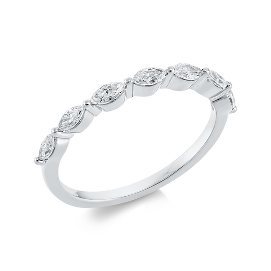 Ring 18 kt WG, 7 Nav. 0,42 ct, TW-vsi