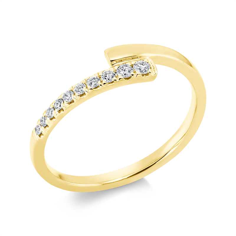 Ring 18 kt GG, 4 Brill. 0,03 ct, TW-si, 6 Brill. 0,09 ct, TW-si