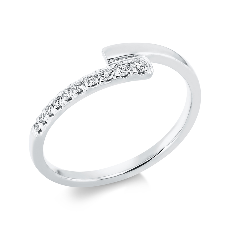 Ring 18 kt WG, 4 Brill. 0,03 ct, TW-si, 6 Brill. 0,09 ct, TW-si