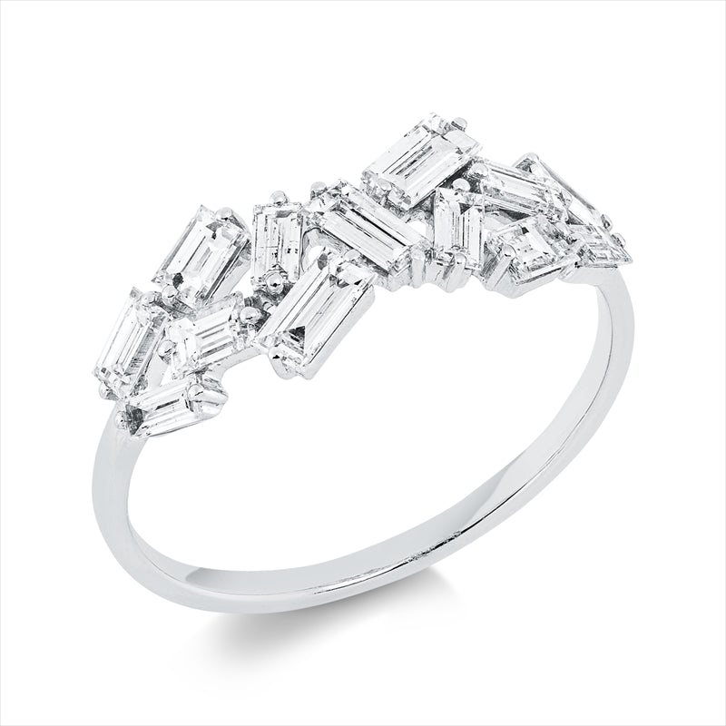 Ring 18 kt WG, 2 Bag. 0,06 ct, TW-si, 4 Bag.0,30 ct, TW-si, 3 Bag.0,33 ct, TW-si, 4 Bag.0,27 ct, TW-si