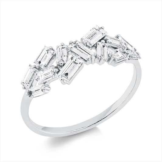 Ring 18 kt WG, 2 Bag. 0,06 ct, TW-si, 4 Bag.0,30 ct, TW-si, 3 Bag.0,33 ct, TW-si, 4 Bag.0,27 ct, TW-si