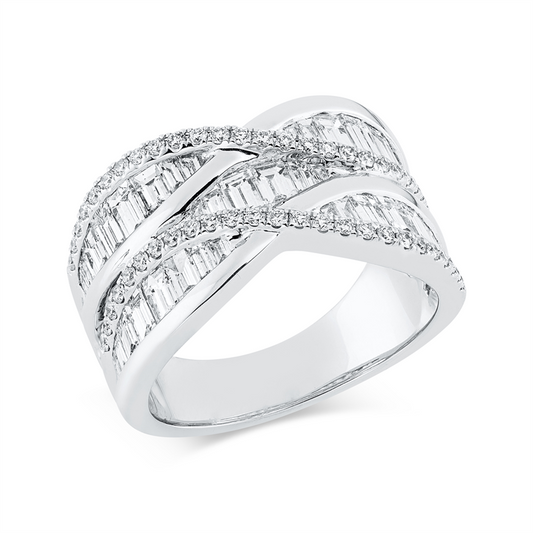 Ring 18 kt WG, 38 Bag. 1,79 ct, TW-vsi, 50 Brill. 0,33 ct, TW-si