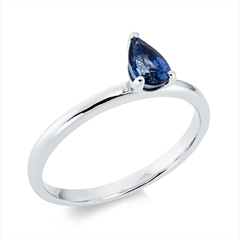 Ring 18 kt WG, 1 Saphir 0,57 ct blau