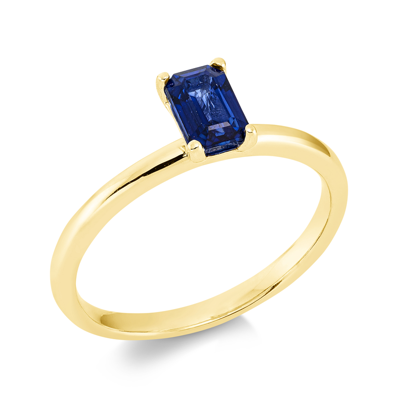 Ring 18 kt GG, 1 Saphir 0,56 ct blau