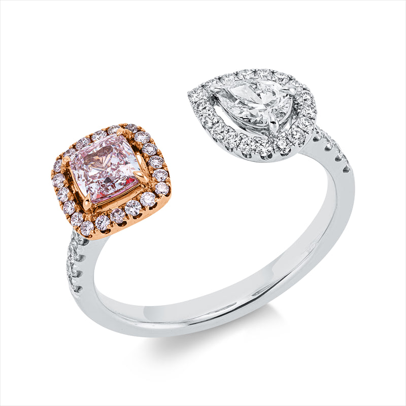 Ring 18kt WG+RG,1Cu 0,44ct, 20Br.0,08ct,pi, 10Br.0,16ct,TW-vsi/si, 1Tr 0,23ct, 18Br.0,10ct,D-F-vsi