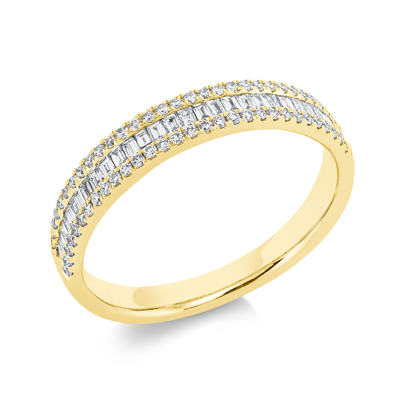 Ring 18 kt GG, 32 Bag. 0,23 ct, TW-si, 60 Brill. 0,21 ct, TW-si