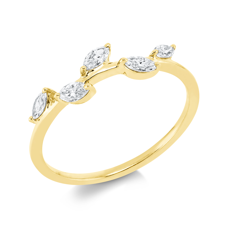 Ring 18 kt GG, 5 Nav. 0,29 ct, TW-si
