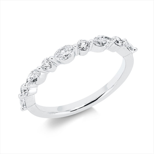 Ring 18 kt WG, 5 Nav. 0,46 ct, TW-si, 4 Brill. 0,16 ct, TW-si
