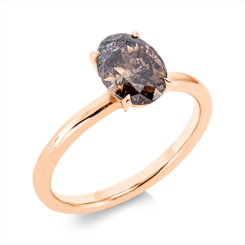 Ring 14 kt RG, IGI 23J8409021, 1 Oval 1,52 ct, braun