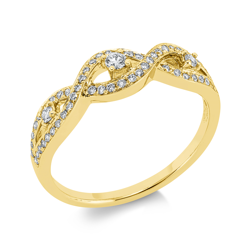 Ring 18 kt GG, 1 Brill. 0,04 ct, TW-si, 58 Brill. 0,26 ct, TW-si