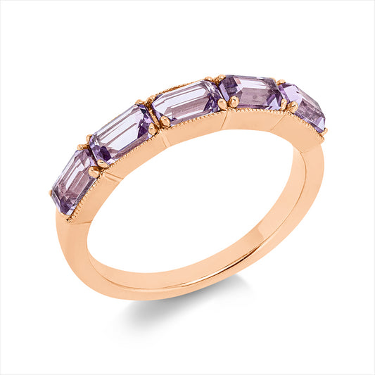 Ring 14 kt RG, 5 Amethyste 1,20 ct lila