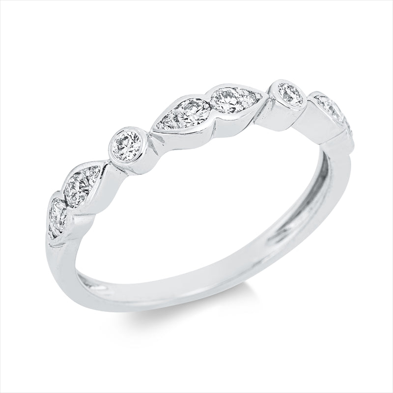 Ring 18 kt WG, 2 Dia. 0,05 ct, TW-pi, 6 Dia. 0,24 ct, TW-pi, 6 Dia. 0,02 ct, TW-pi