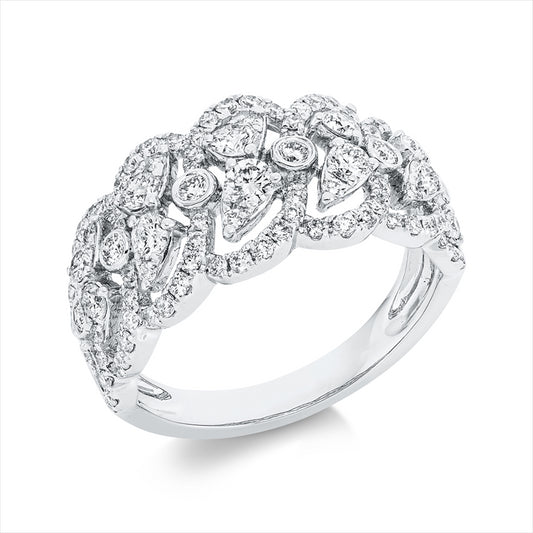 Ring 18 kt WG, 26 Brill. 0,33 ct, TW-si, 4 Brill. 0,14 ct, TW-si, 6 Brill. 0,37 ct, TW-si, 78 Brill. 0,42 ct, TW-si