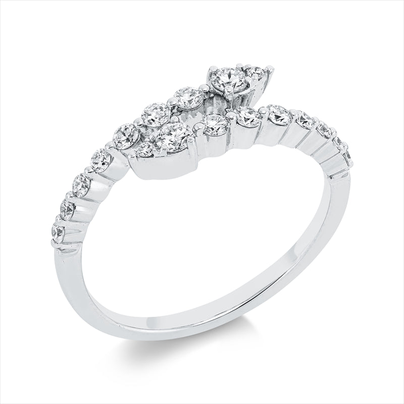 Ring 18 kt WG, 8 Brill. 0,12 ct, F-vsi/si, 8 Brill. 0,28 ct, F-vsi/si, 2 Brill. 0,01 ct, F-vsi/si