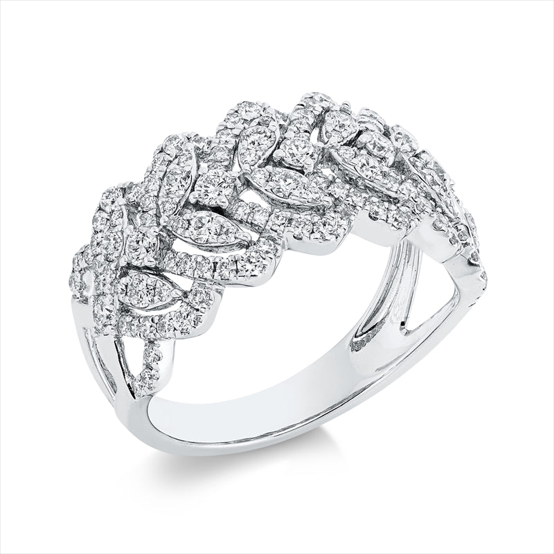 Ring 18 kt WG, 24 Brill. 0,40 ct, TW-si, 7 Brill. 0,24 ct, TW-si, 92 Brill. 0,46 ct, TW-si