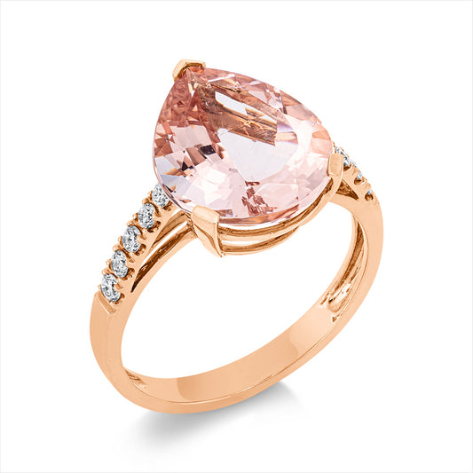 Ring 18 kt RG, 10 Brill. 0,21 ct, TW-si, 1 Morganit 4,90 ct pink