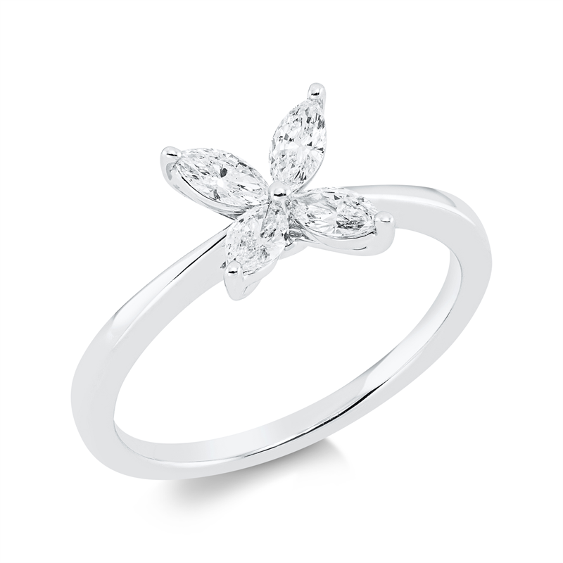 Ring 18 kt WG, 4 Nav. 0,50 ct, TW-vsi/si