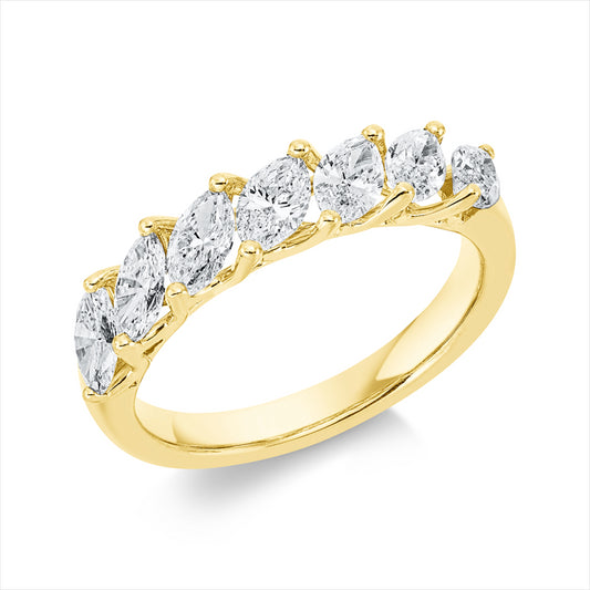Ring 18 kt GG, 7 Nav. 1,40 ct, TW-si