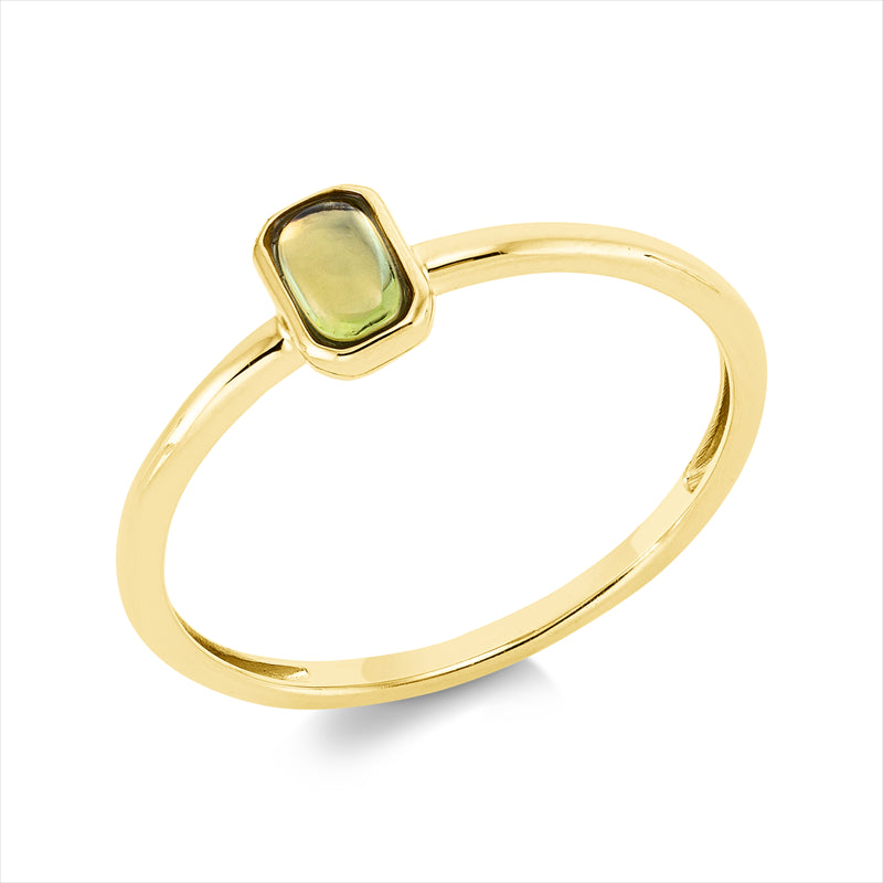 Ring 18 kt GG, 1 Peridot 0,30 ct grün