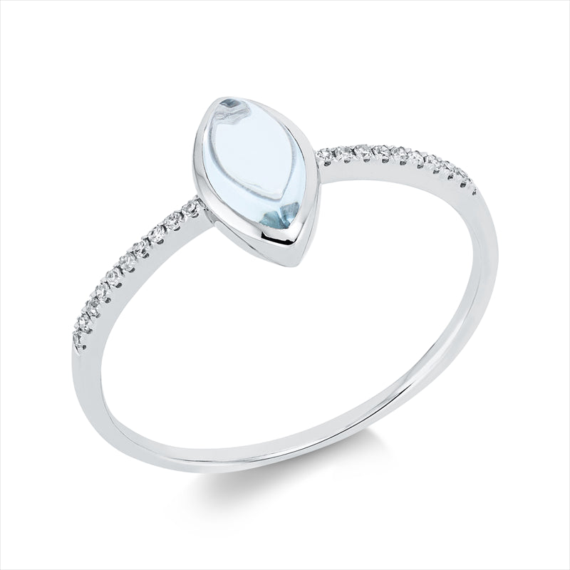 Ring 18 kt WG, 20 Dia. 0,05 ct, TW-si, 1 Topas 0,79 ct sky blue