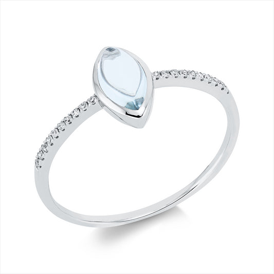 Ring 18 kt WG, 20 Dia. 0,05 ct, TW-si, 1 Topas 0,79 ct sky blue