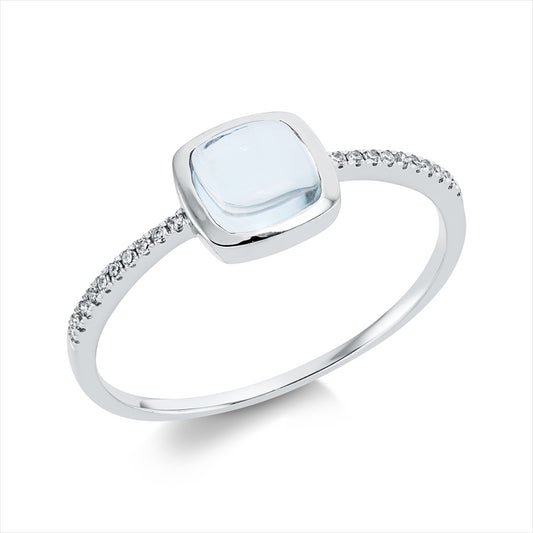 Ring 18 kt WG, 20 Dia. 0,05 ct, TW-si, 1 Topas 1,02 ct sky blue