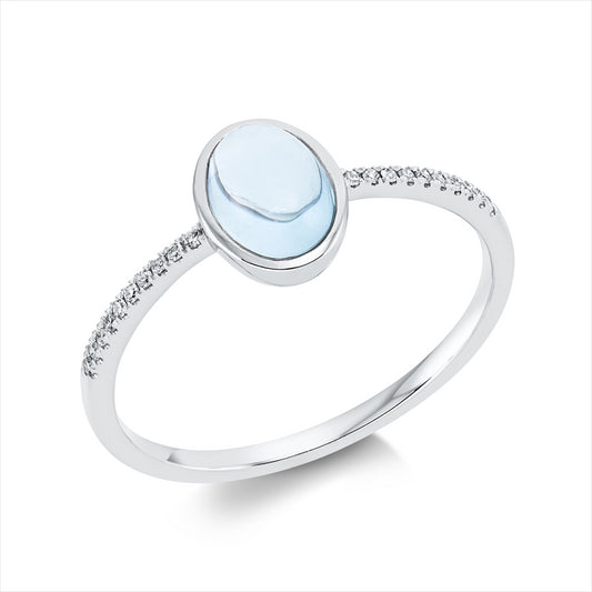 Ring 18 kt WG, 20 Dia. 0,05 ct, TW-si, 1 Topas 1,08 ct sky blue