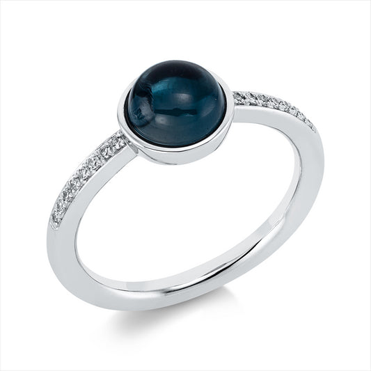 Ring 18 kt WG, 16 Dia. 0,06 ct, TW-si, 1 Topas 2,01 ct Lond. blue