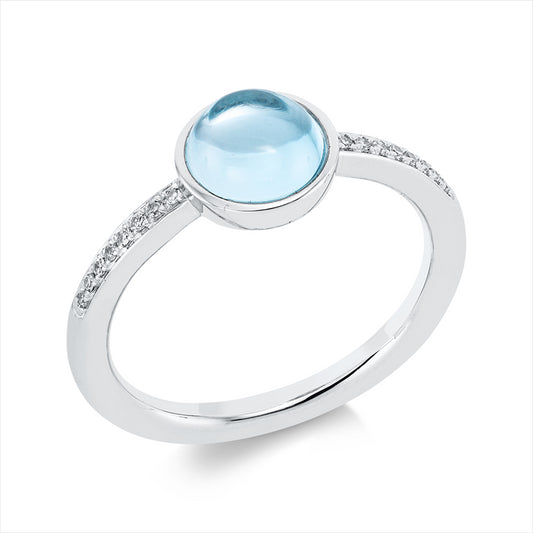 Ring 18 kt WG, 16 Dia. 0,06 ct, TW-si, 1 Topas 1,81 ct sky blue