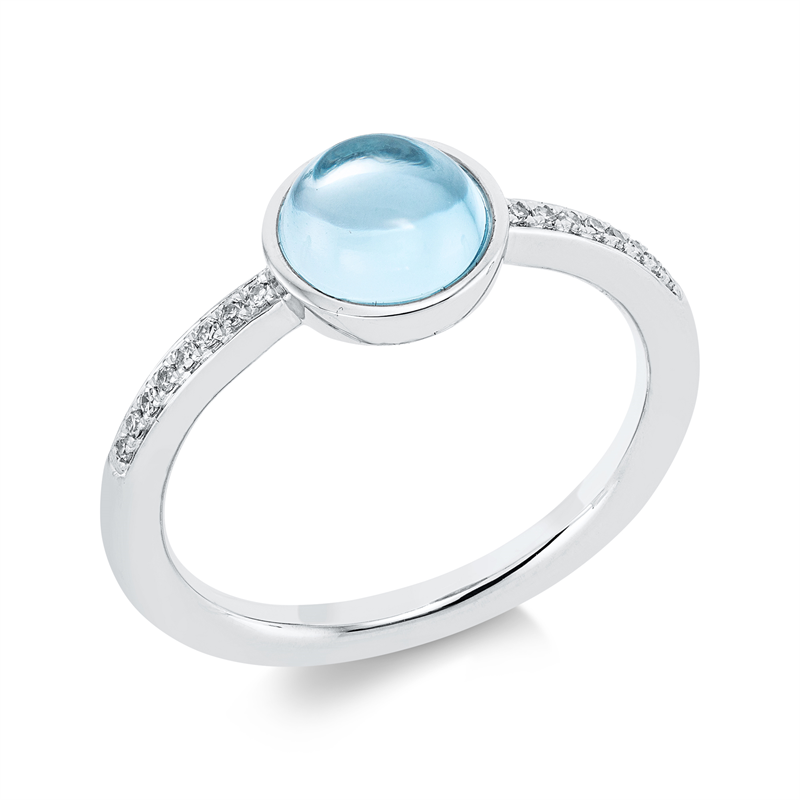 Ring 18 kt WG, 16 Dia. 0,06 ct, TW-si, 1 Topas 1,81 ct sky blue