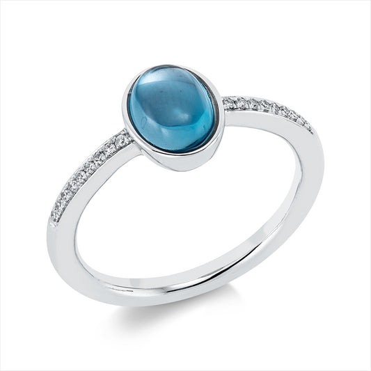 Ring 18 kt WG, 18 Dia. 0,07 ct, TW-si, 1 Topas 1,54 ct Lond. blue