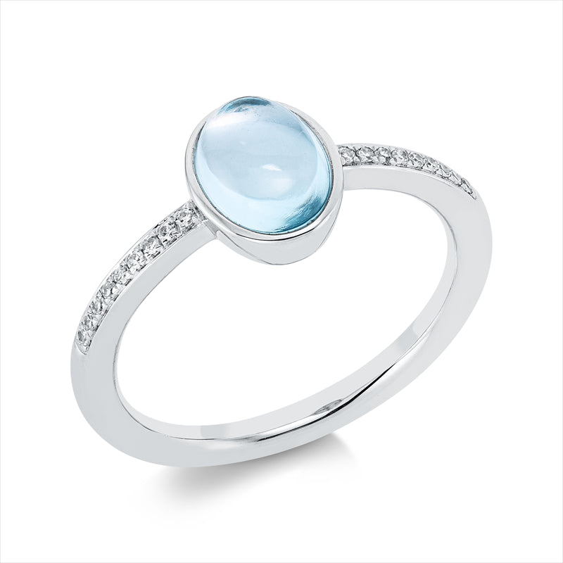 Ring 18 kt WG, 18 Dia. 0,07 ct, TW-si, 1 Topas 1,68 ct sky blue