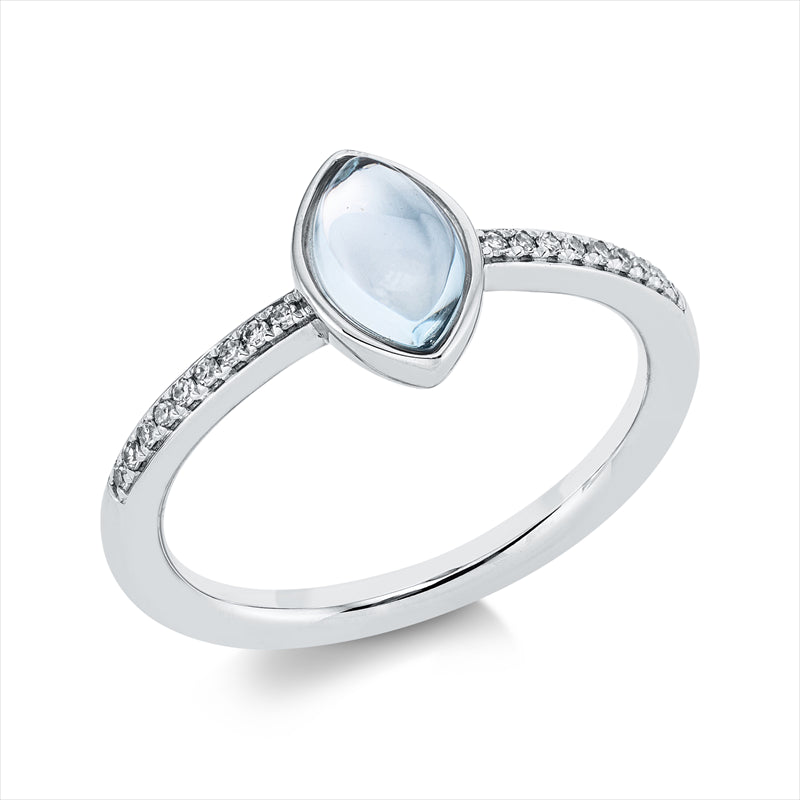 Ring 18 kt WG, 18 Dia. 0,07 ct, TW-si, 1 Topas 1,01 ct sky blue