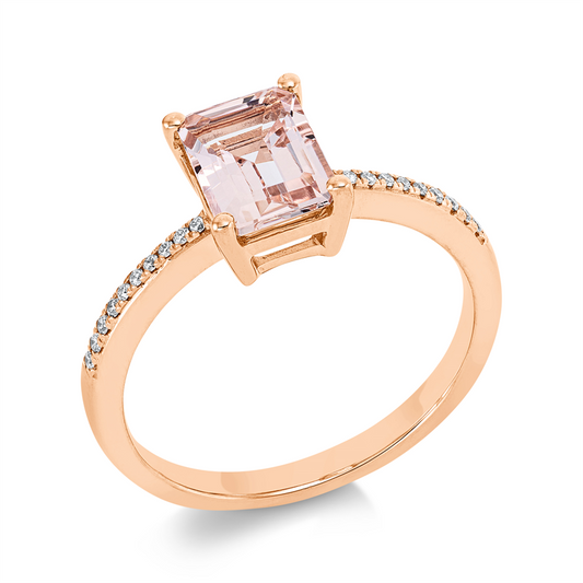 Ring 18 kt RG, 20 Brill. 0,07 ct, TW-si, 1 Morganit 1,43 ct rosa
