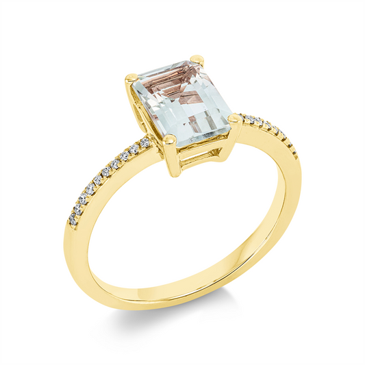Ring 18 kt GG, 20 Brill. 0,07 ct, TW-si, 1 Amethyst 1,41 ct grün
