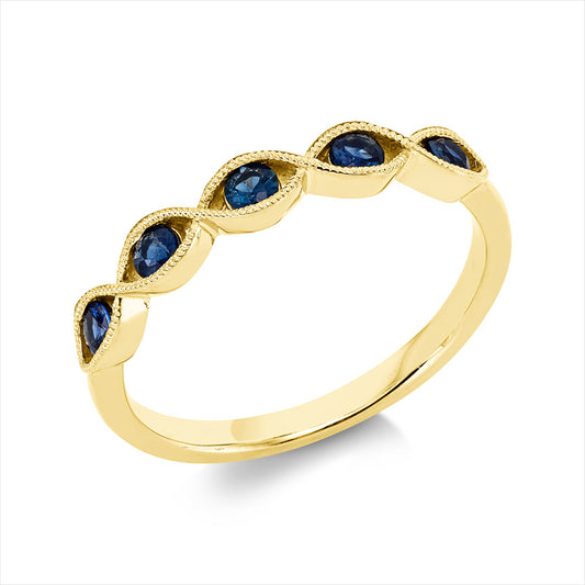 Ring 18 kt GG, 5 Saphire 0,32 ct blau