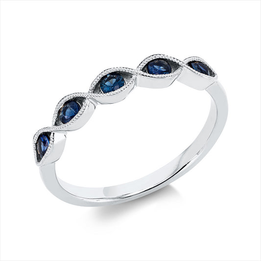 Ring 18 kt WG, 5 Saphire 0,38 ct blau