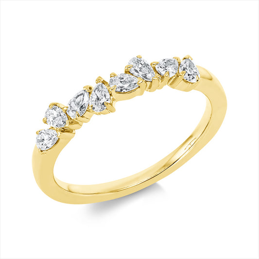 Ring 18 kt GG, 8 Tropfen 0,52 ct, TW-si